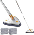 Triangular Mop 360 Degree Rotating Adjustable Cleaning Mop with 4 Reusable Pads for Floor Window Wall Cleaning 12027