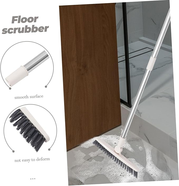 2pcs Rotatable Long Handle Floor Scrub Brush for Deep Cleaning Grout Window Tracks and Tight Spaces Hard Bristles for Bathroom and Kitchen Use