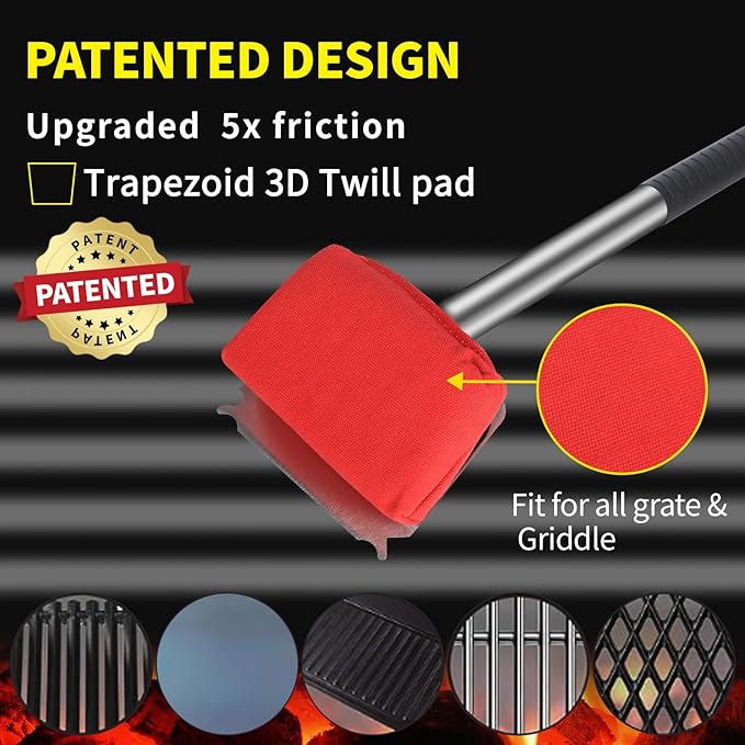 Grill Brush Bristle Free(Only Replaceable Cleaning Head No Grill Brush)-Red