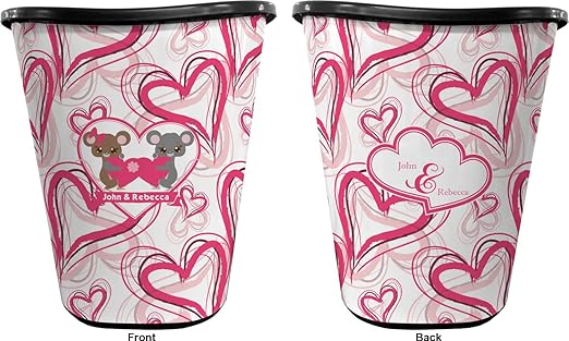Personalized Valentine's Day Waste Basket - Double Sided (Black)