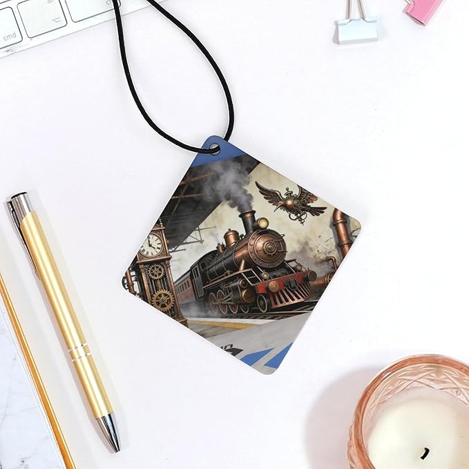 5PCS Car Air Freshener Hanging Personalized Double Sided Steampunk Express Car Fresheners Long Lasting New Cars Scents Cute Automotive Freshies for Closets Drawers (tea)