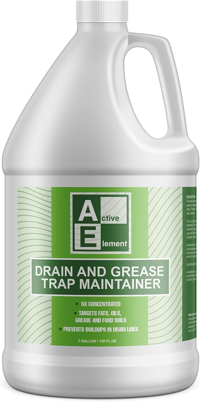Drain and Grease Trap Maintainer- 1 Gallon (128 Treatments) - Biological Formula - Breaks Down Fats Oils and Grease - Grease Trap Treatment Drain Deodorizer Septic Sewers