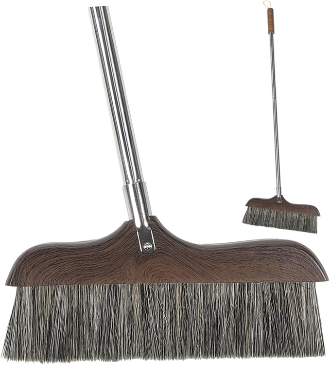 Long Handle Bristle Broom Push Broom for Kitchen Floor Cleaning Home Office Use Reusable Cleaning Tool