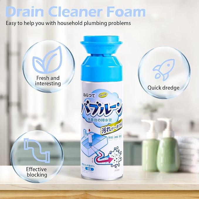 Foaming Drain Cleaner Sink Cleaner and Deodorizer Drain Clog Remover for Kitchen Sinks Shower Drains Tubs (2pcs)