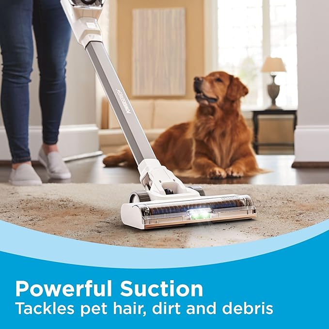 BLACK+DECKER POWERSERIES 16V MAX Stick Vacuum Cordless Rechargeable with LED LightsPortable Vacuum Cordless Lightweight Anti-Tangle Self-Standing Multi-Surface White (BHFEA420J)