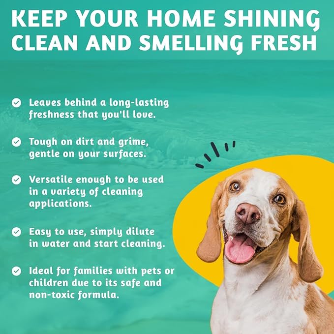 Multi Purpose Cleaner Pet Odor eliminator 64oz - Concentrate MAKES 32 GALLON - MADE IN USA- pH Neutral - Strong Floor Cleaner Odor eliminator - Stain Remover Cleaner &amp Deodorant (64 Fl Oz Sky Bre