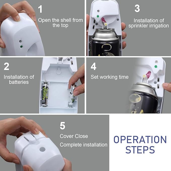 Uiifan 8 Pcs Automatic Air Freshener Spray Dispenser 8.27 x 3.15 x 3.15 Inch Wall Mounted Automatic Air Freshener Dispenser Mist Adjustable Fragrance Aerosol Spray Sprayer for Room
