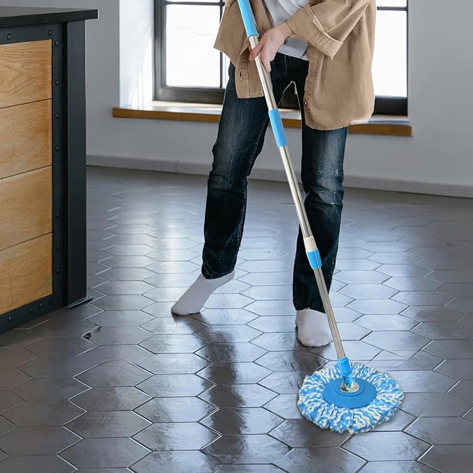 Spin Mop Replacement Handle 360 Degree Spin Mop Pole Handle Replacement Rotating Telescopic Stick for Mop Head Ideal for Home and Household Cleaning