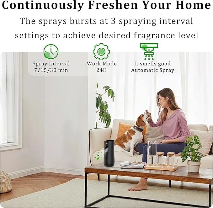 Automatic Air Freshener Spray Dispenser (4-Pack) Free Standing or Wall Mounted Adjustable Aromatherapy Machines for Home Indoor Bathrooms Offices Hotels and Commercial Places (Black 001)