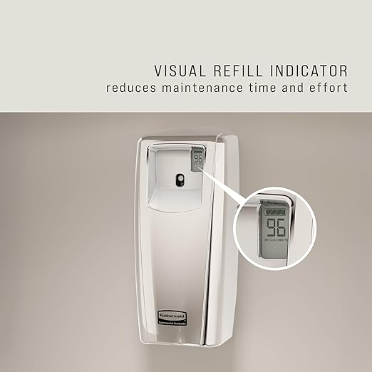 Rubbermaid Commercial Microburst 9000 Aerosol Odor Control LCD Dispenser White for Restaurants/Hotels/Schools/Airports/Offices