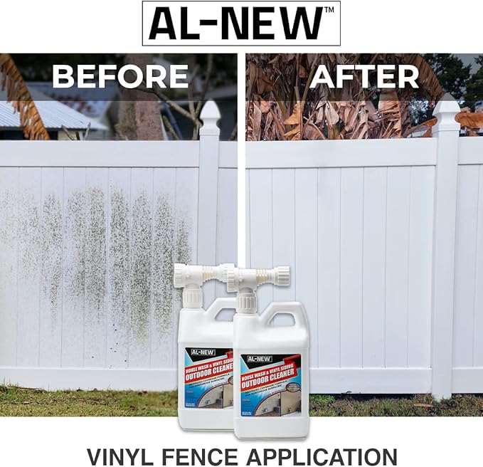 AL-NEW Outdoor Cleaner Combo Pack of 2 | Versatile Outdoor Cleaner Perfect For Use On Vinyl Siding Composite Decking Wood Fences Outdoor Patios Gutters &amp More (Outdoor Cleaner Hose-End Combo