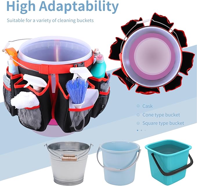 Bucket Cleaning Tool OrganizerWash Tool Caddy 5-Gallon Organizer5 Gallon Bucket Holder Cleaning Supplies for Housekeeping