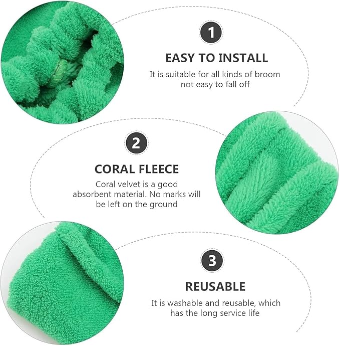 1 Multifunctional Coral Fleece Broom Cloth Cover Floor mop Reusable Ultra-fine Fiber Absorbent Household Cleaning accesso