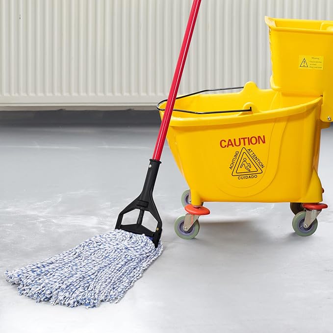Matthew Cleaning Looped-Open Cotton Wet Mop 1.25'' Universal Headband Heavy Duty Commercial Mop Head Replacement for Indoor&ampOutdoor UseGrease Stain Floor Cleaning String Mop Head Refills Pack of