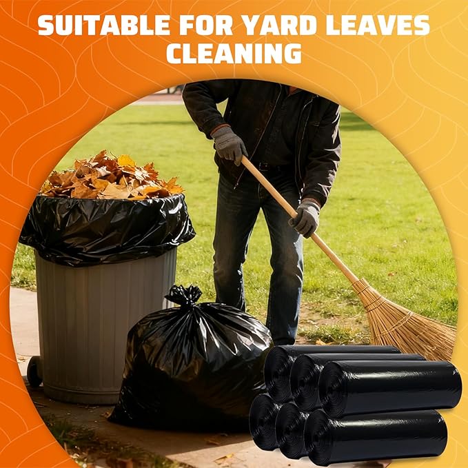 55-60 Gallon Trash Bags 120 Count 21 Micron HDPE Durable &amp Tear-Resistant Trash Can Liners Suitable for 55-60 Gallon Trash Can Garbage Bags for Packing Leaves Kitchen Waste &amp Household Wa