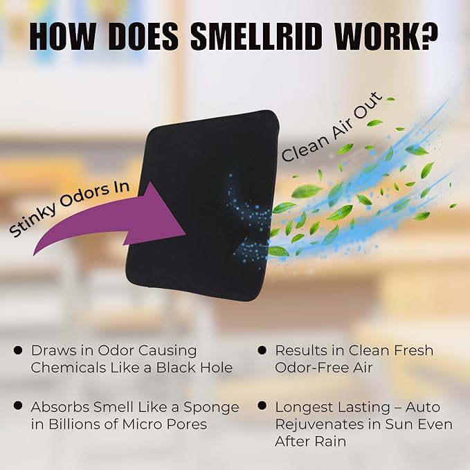 SmellRid Activated Carbon Chair Pad – 16” x 16” Flatulence Deodorizer Seat Cushion – Activated Charcoal Odor Absorber Seat Pad for Office Chair Home Office Seating Car Seats &amp Everyday Odor Cont