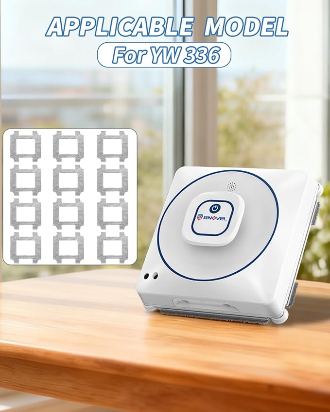 12-Pack Replacement Cleaning Pads for YW336 Window Cleaning Robot | Reusable Microfiber Pads | Washable