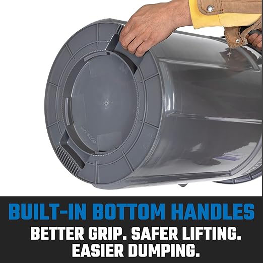 Magnum 32 Gallon Trash Can Construction Grade Heavy Duty Plastic Jobsite Ready for Handling and Holding Garbage CMTC-C000-32G04 (4 Pack)