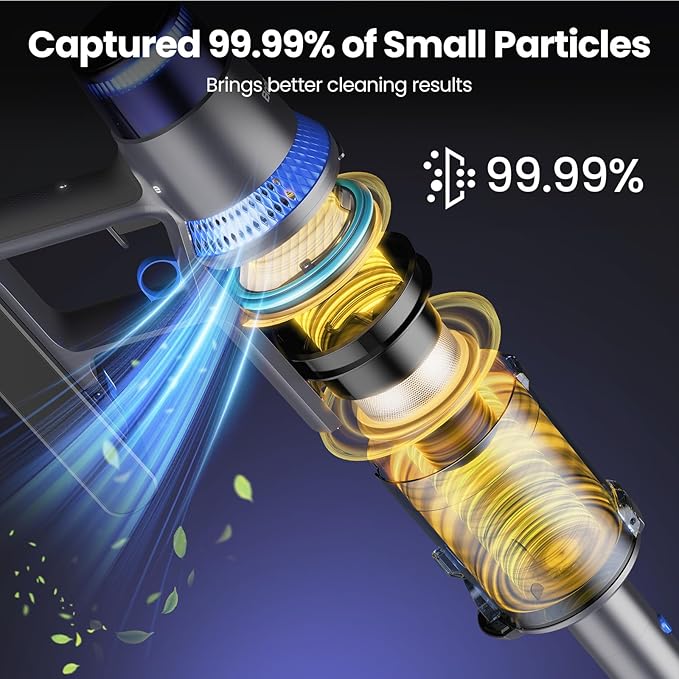 V25 Cordless Vacuum Cleaner 680W 60Kpa Powerful Stick Vacuum with Dust Sensor Digital Display 4000mAh Rechargeable Battery up to 60Mins Versatile for Pet Hair Floor Carpet (Navy)