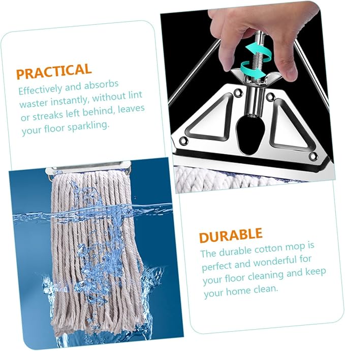 Heavy Duty Cotton Mop with Long Handle Versatile Wet Dry Cleaning Tool for Hardwood Tile Laminate and Floors Comfortable Non Slip Grip for Effortless Stain Removal