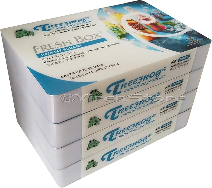 YirehStore Treefrog Fresh Box Ramune Squash Scent (Soda Squash) 4 Pack Treefrog Natural Air Freshener Fresh Box (AKA Xtreme Fresh)