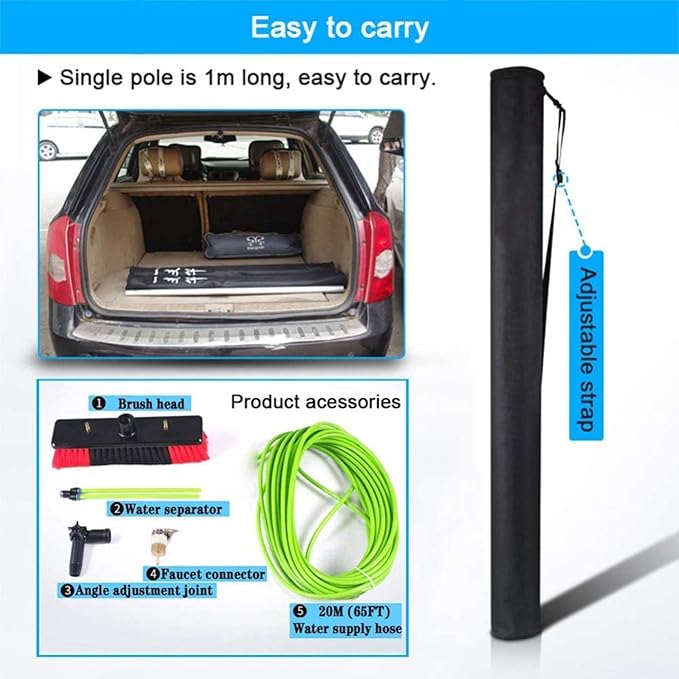 Water Fed Pole KitWater Fed Brush 5-10m Window Cleaning Pole Water Fed Telescopic Brush Window Cleaner Kit Extendable Cleaner Cleaning Solar Panels and Conservatory Roof (Size : 19ft/6m)