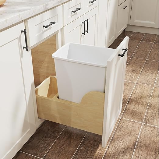 LOVMOR 35QT Kitchen Trash Can Sturdy and Lightweight Slim Trash Can Trash Cans for Kitchen Workspace Bathroom Office Easy to Clean 1 Pack White