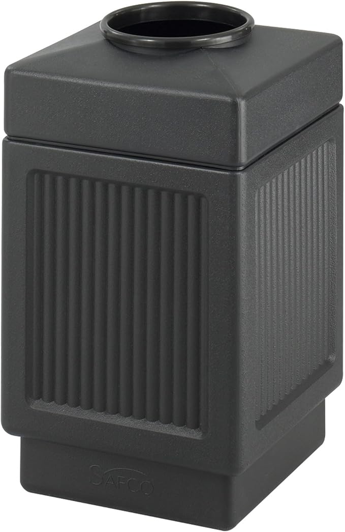 Safco Products 9475BL Canmeleon Recessed Panel Waste Receptacle Top Open 38 Gallon Black