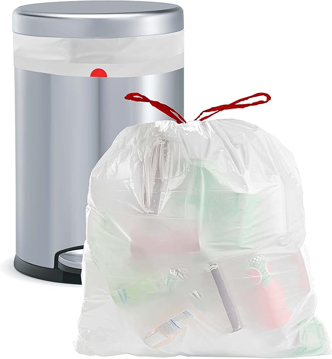 Commander 13 Gallon 0.72 MIL White Tall Kitchen Trash Bags - 24 x 27 - Pack of 100 - For Home Kitchen &amp Bathroom