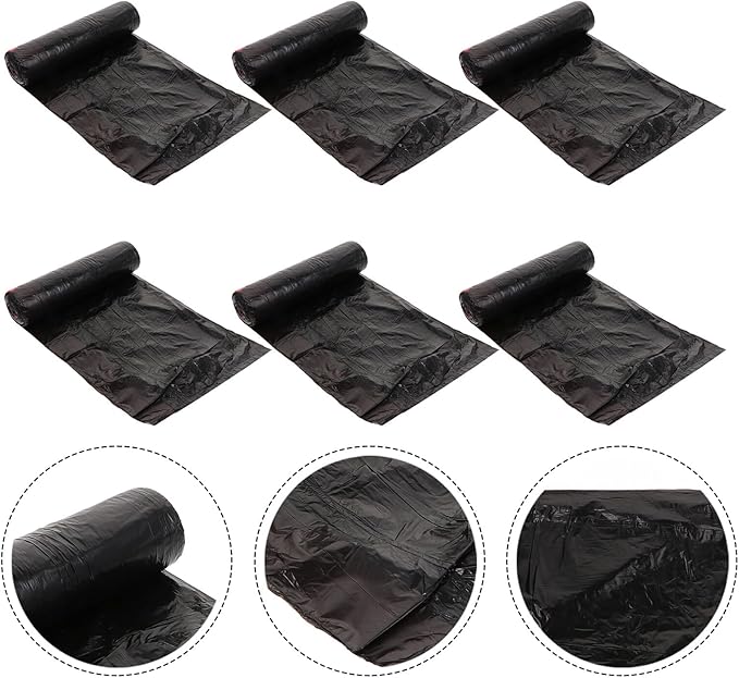 Disposable Trash Bags Drawstring Plastic Waste Container 150pcs (10 Packs X 15pcs) Black Household Kitchen Garbage Bag for Waste Organization and Cleanup