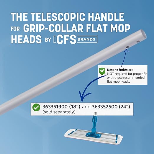 Carlisle FoodService Products Aluminum Mop Handle Flat Handle for Cleaning 43 To 70 Inches Silver (Pack of 12)