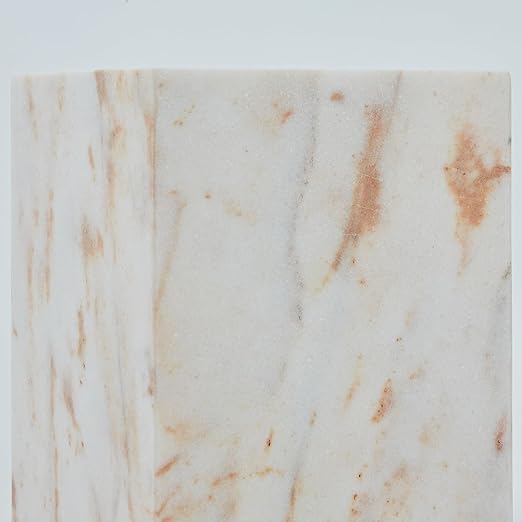 Elegant White Gold Marble Wastebasket Trash Can 7 X 7 X 9 Rectangular Trash Can with Natural Veining Marble Basket for Bathroom Bedroom Powder Room