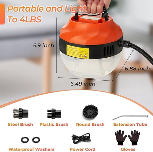 1500W Handheld Steam Cleaner Professional Portable Steamer with 3 Brushes &amp 6 Adjustable Gears for Deep Cleaning