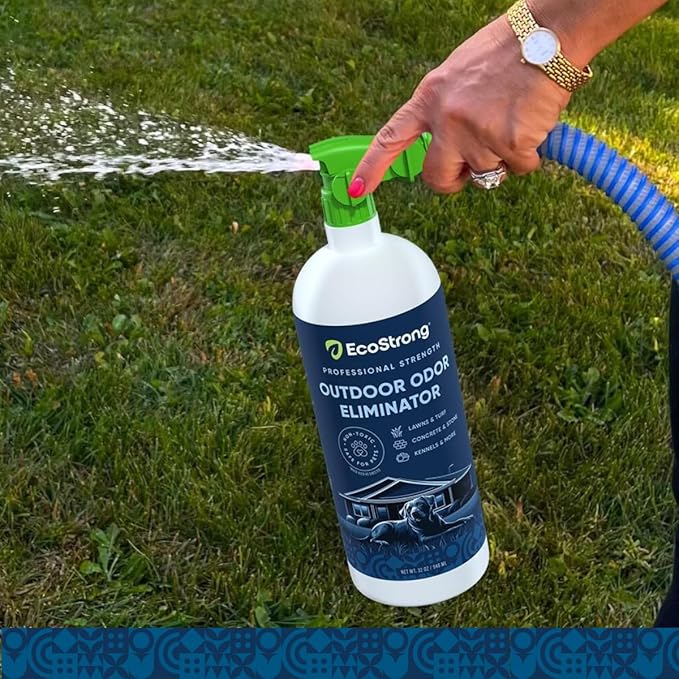 Outdoor Odor Eliminator | Outside Dog Urine Enzyme Cleaner – Powerful Pet Cat Animal Scent Deodorizer | Professional Strength for Yard Turf Kennels Patios Decks (32oz)