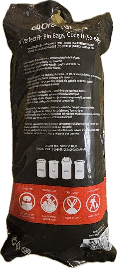 Brabantia PerfectFit Bag 50-60 L (H) - 20 Pieces per roll Garbage Bag 60 L