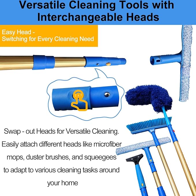 YXXSDP Indoor/Outdoor High Window Glass Cleaner Tool Highest Height Window Cleaning Kit with Rubber Squeegee and Adjustable Pole Car Windshield/Greenhouse Window Mop(3.3-22ft/1-6.7m)
