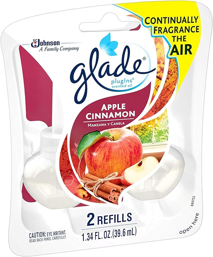 Glade Plugins Scented Oil1.34 Fluid Ounce 2 Count. (Apple Cinnamon Pack of 3)