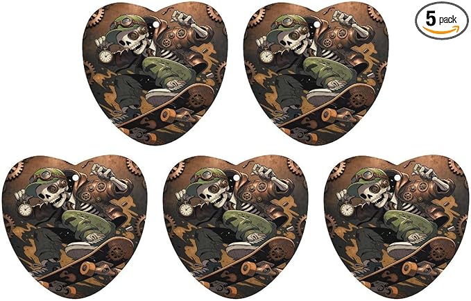 5PCS Car Air Freshener Hanging Personalized Double Sided Steampunk Skull Car Fresheners Long Lasting New Cars Scents Cute Automotive Freshies for Closets Drawers (tea)