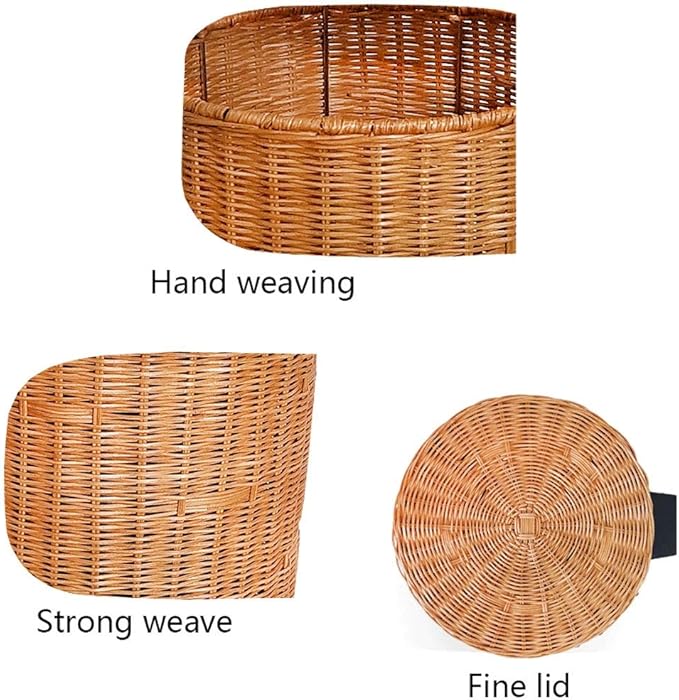 Nordic Creative Natural Rattan Trash Can Slow Down Silent Pedal Garbage Bin with Lid Fashion Country Style Wastebasket (Color : Brown Size : 5L)