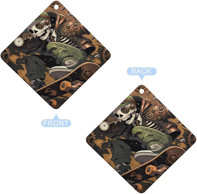 5PCS Car Air Freshener Hanging Personalized Double Sided Steampunk Skull Car Fresheners Long Lasting New Cars Scents Cute Automotive Freshies for Closets Drawers (tea)
