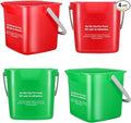 Yaomiao 4 Pcs Cleaning Bucket 3 Quart Small Sanitizing Square Bucket Detergent Pail with Measurements Spout and Handle for Home Commercial Use Restaurant Kitchen Office School (Red Green)
