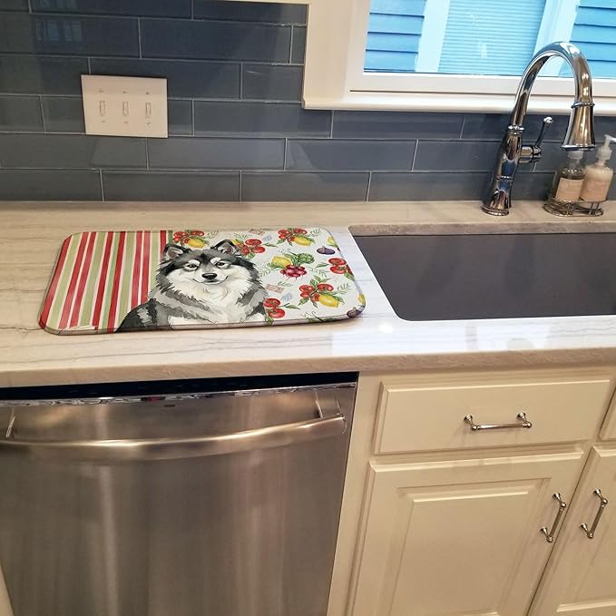 Caroline's Treasures Keeshond Vegetables Dish Drying Mat Absorbent Dish Drying Mat Pad for Kitchen Counter Dish Drainer Mat for Countertop 14 x 21 Multicolor