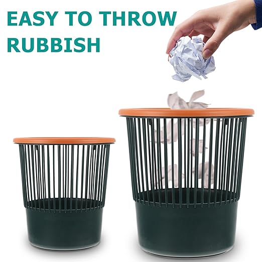 Rubbish Storage Can Garbage Container 26.5X26.5Cm Nordic Green Round Open Wastebasket Household Trash Can for Kitchen Bathroom Office