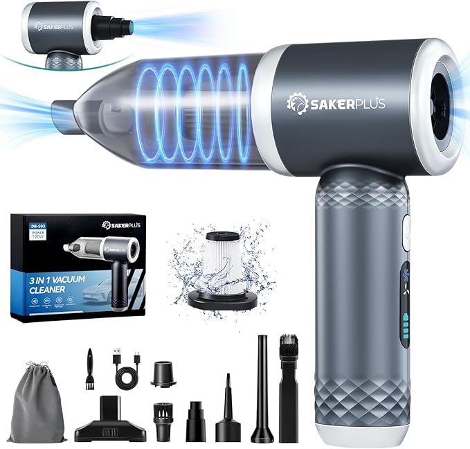 Mini Vacuum Cleaner 3 in 1 Cordless Handheld Vacuum Cleaner 13000Pa High Power Car Vacuum Cleaner with Brushless MotorAdjustable Car Vaccum Portable Cordless for CarsDesktop-DBS03