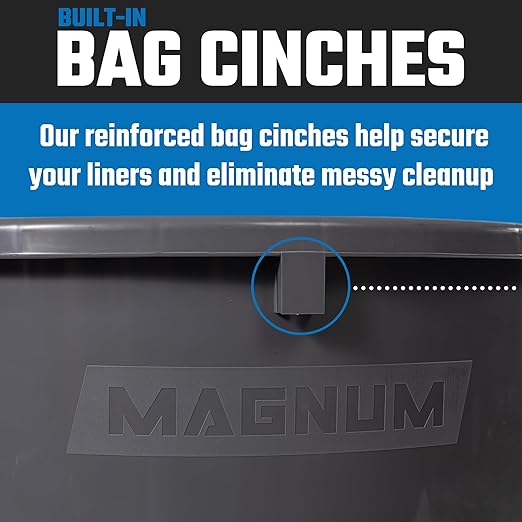 Magnum 32 Gallon Trash Can Construction Grade Heavy Duty Plastic Jobsite Ready for Handling and Holding Garbage CMTC-C000-32G05 (5 Pack)