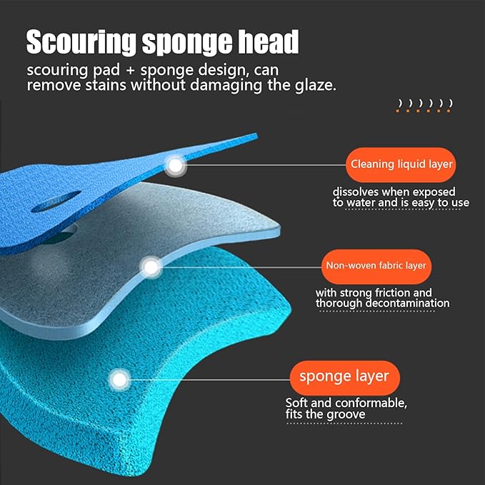 Wall Mounted Toilet Brush - Sponge Toilet Scrubber Kit Refillable Cleaner | Replaceable Head Anti Rust Stain Remover Product for Toilets Bowl Bathroom Cleaning 16 Refill Pads Hygienic Sanitation