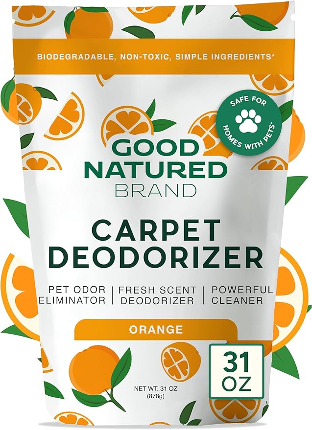 Good Natured Brand | Carpet Deodorizer &amp Freshener Powder | 31 oz Pet Odor Eliminator for Strong Odor &amp Pet Urine | Fresh Natural Sweet Orange Scent | Safe for Homes with Pets