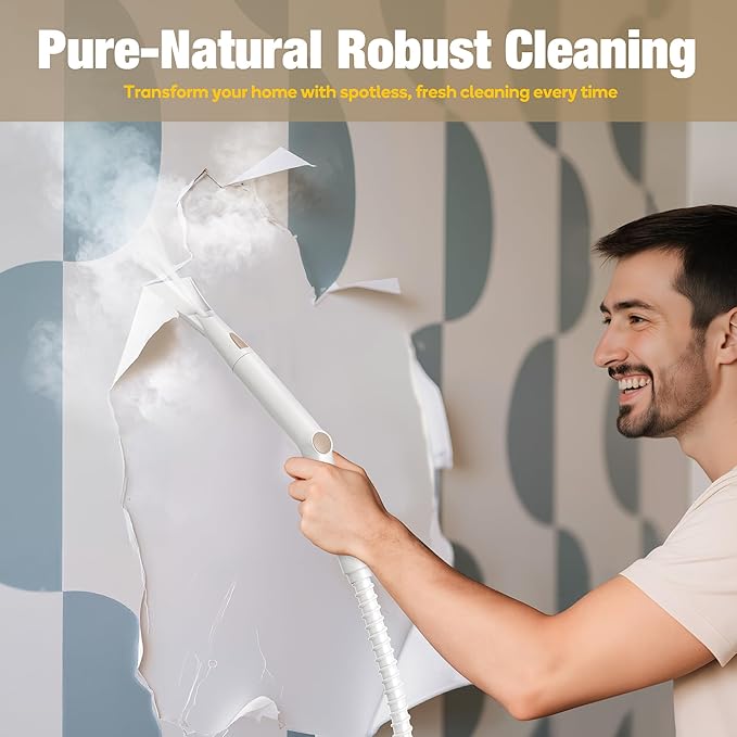 Newbealer Handheld Steamer for Cleaning Stainless Steel Boiler 12-Piece Accessory Kit Max 5 Bar Pressure Multi-Purpose Steam Cleaner for Floors Cars Furniture Upholstery and More