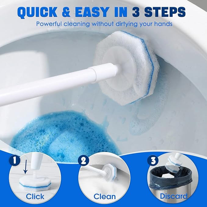 60 Count Toilet Wand RefillsDisposable Toilet Brush Refills Compatible with Clorox Toilet WandUpgrade Fiber Cleaner HeadsSecure Lock No SlipOdor Neutralizing(Not Included Brush Rod)