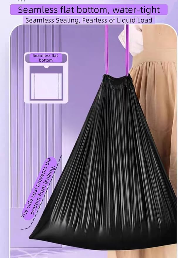 13Gallon multipurpose trash bags Drawstring Design Extra Durable and Unscented Garbage Bags1 mil Count for Home Bathroom Office Outdoor Camping140 Count.